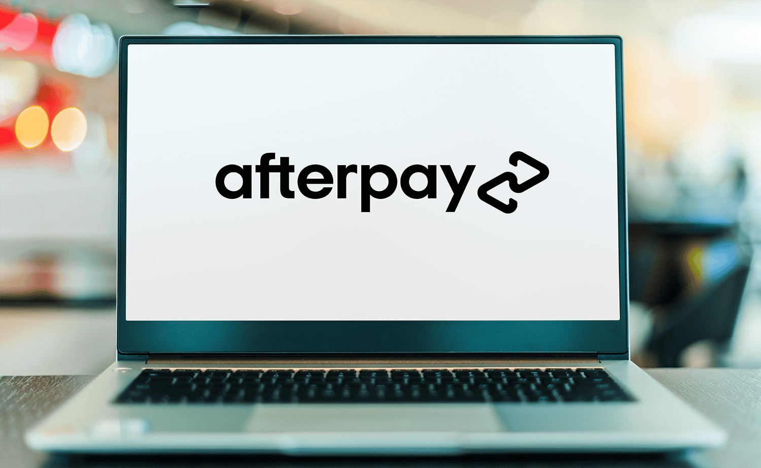 Afterpay logo displayed on a laptop screen