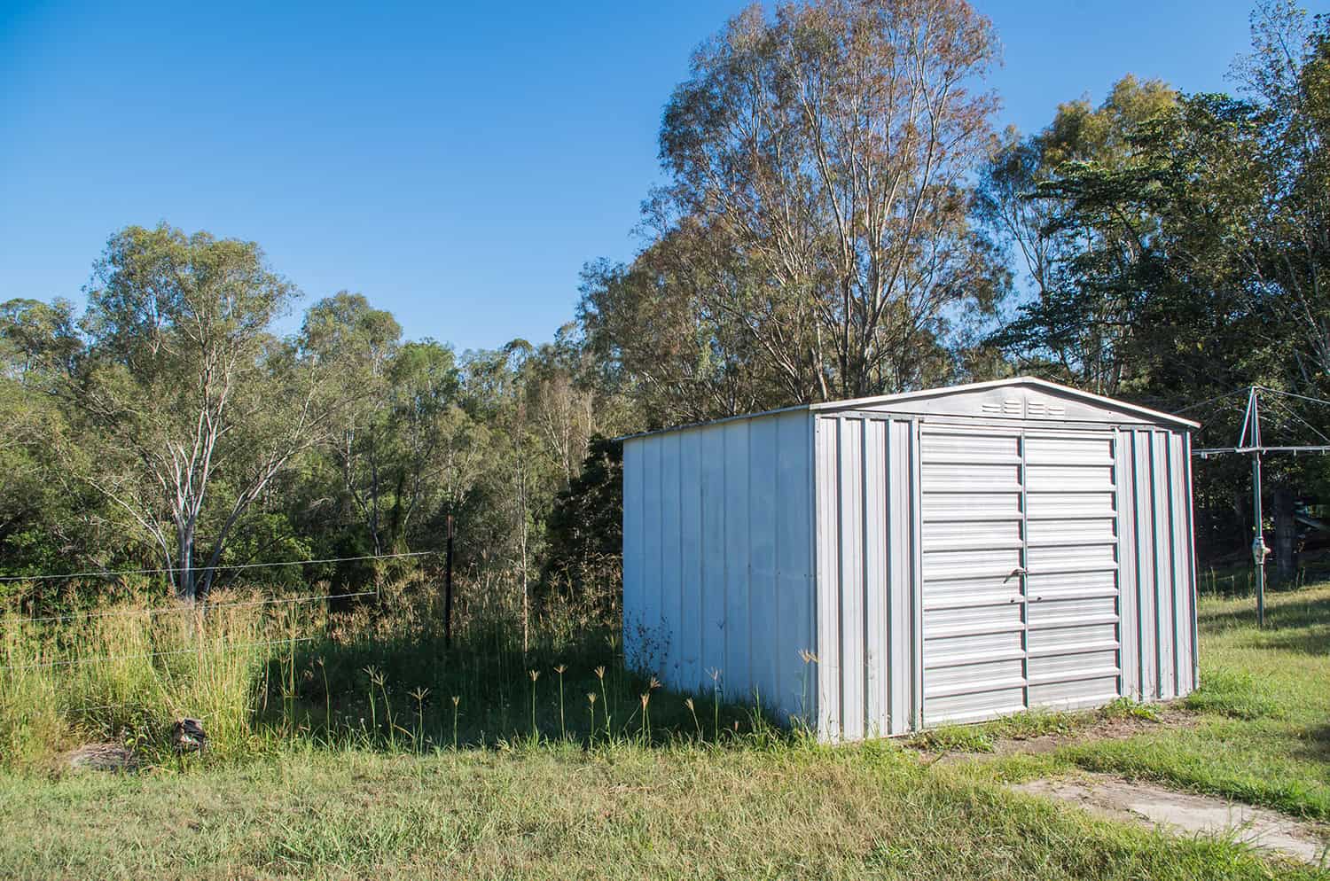 Tin shed in a rural backyard